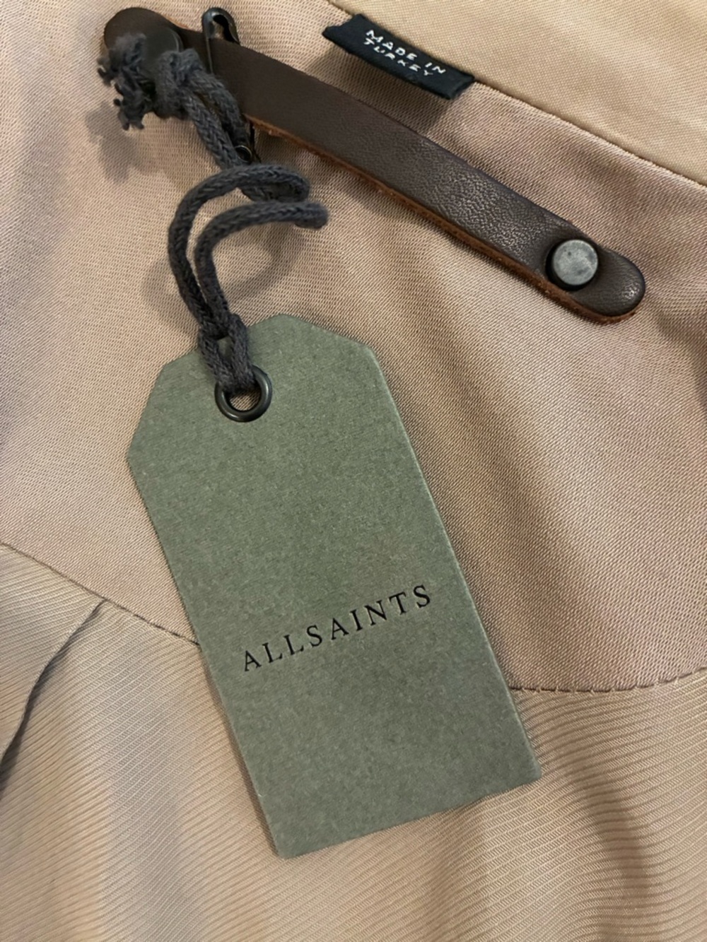 NWT AllSaints Iza Light Sand Drape Front Trench Coat - Women's Size 8 - Picture 4 of 13